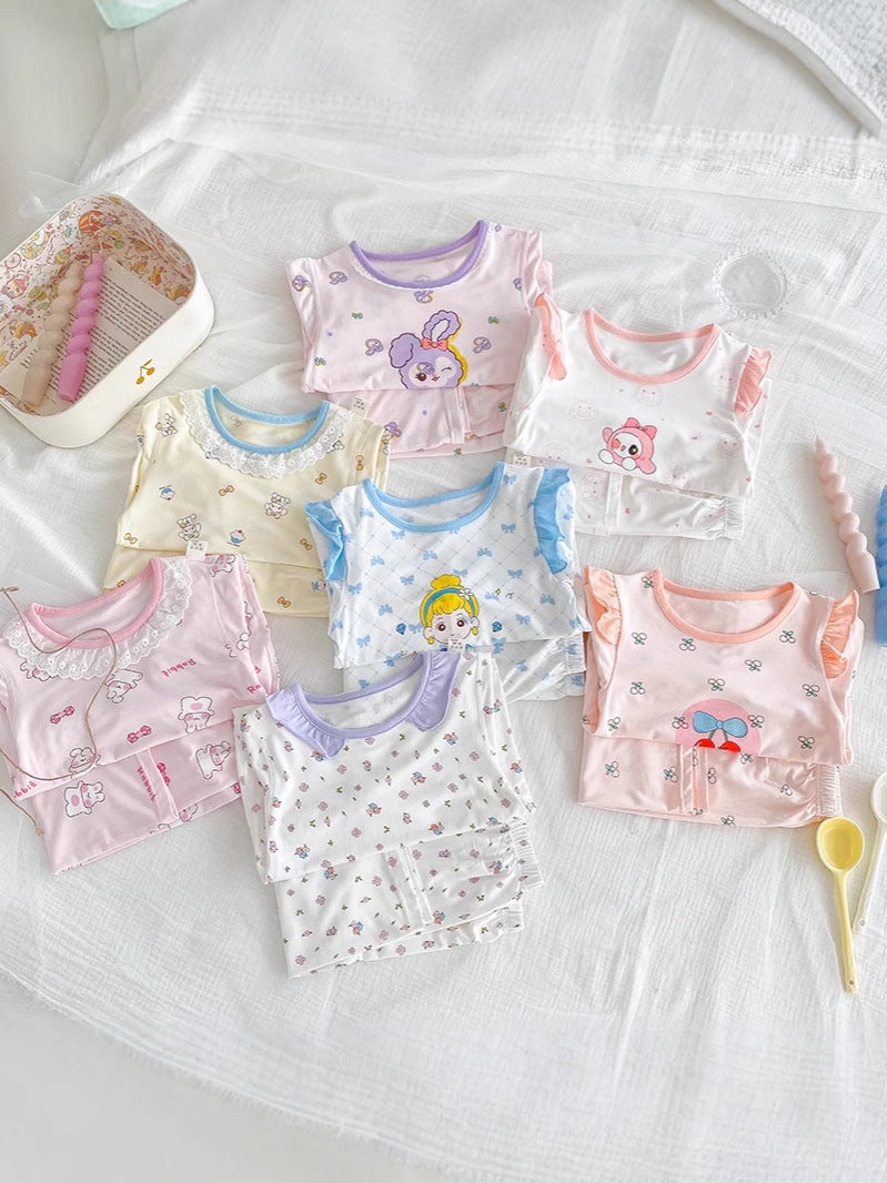 Anmeiya children's summer air conditioning clothing micro-business explosives boys and girls Tencel seven-point sleeve home clothing manufacturers wholesale - Image 4