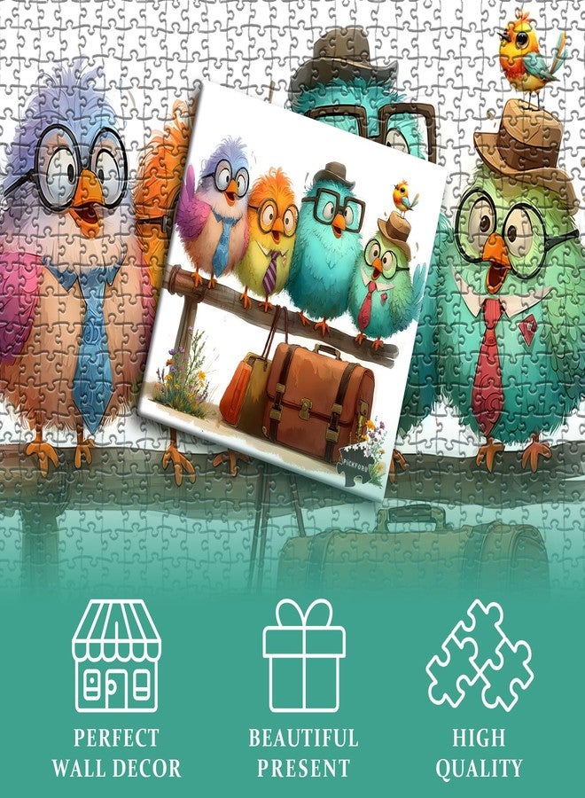 PICKFORU أحجية الطيور المضحكة من PICKFORU للكبار، 1000 قطعة، أحجية حيوانات برية ملونة لطيفة، أحجية تركيب الصور الصعبة للغاية - Image 5