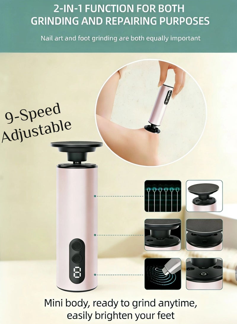 Electric Foot Callus Remover (9 Adjustable Speed) with 30pcs Replacement Sandpaper Discs, Powerful Pedicure Electronic Foot File for Women Men Dead Dry Hard Skin Calluses, Pink - Image 1