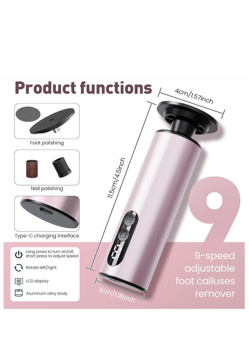 Electric Foot Callus Remover (9 Adjustable Speed) with 30pcs Replacement Sandpaper Discs, Powerful Pedicure Electronic Foot File for Women Men Dead Dry Hard Skin Calluses, Pink - Image 3