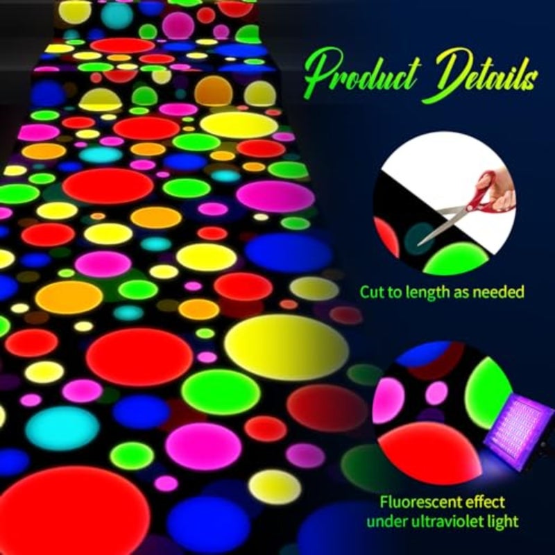 236 39 ch نيون مضيء لأرضية الرقص يتوهج في الظلام عداء البساط U Reactie Blacklight البساط الفلورسنت الطابق عداء ل80s 90s موضوع توهج حزب Faors - Image 3