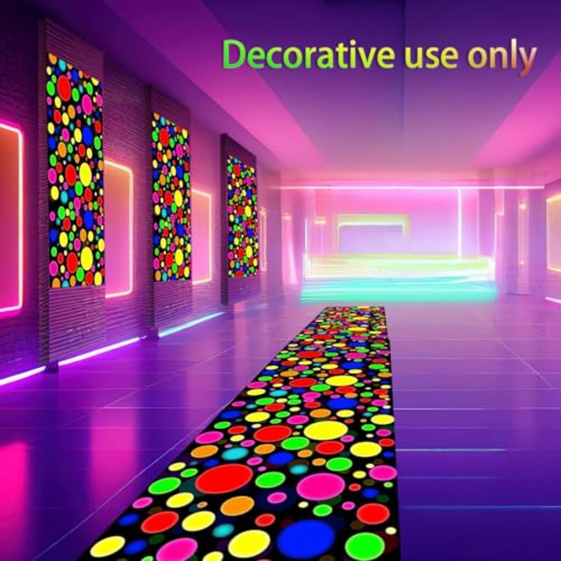 236 39 ch نيون مضيء لأرضية الرقص يتوهج في الظلام عداء البساط U Reactie Blacklight البساط الفلورسنت الطابق عداء ل80s 90s موضوع توهج حزب Faors - Image 5