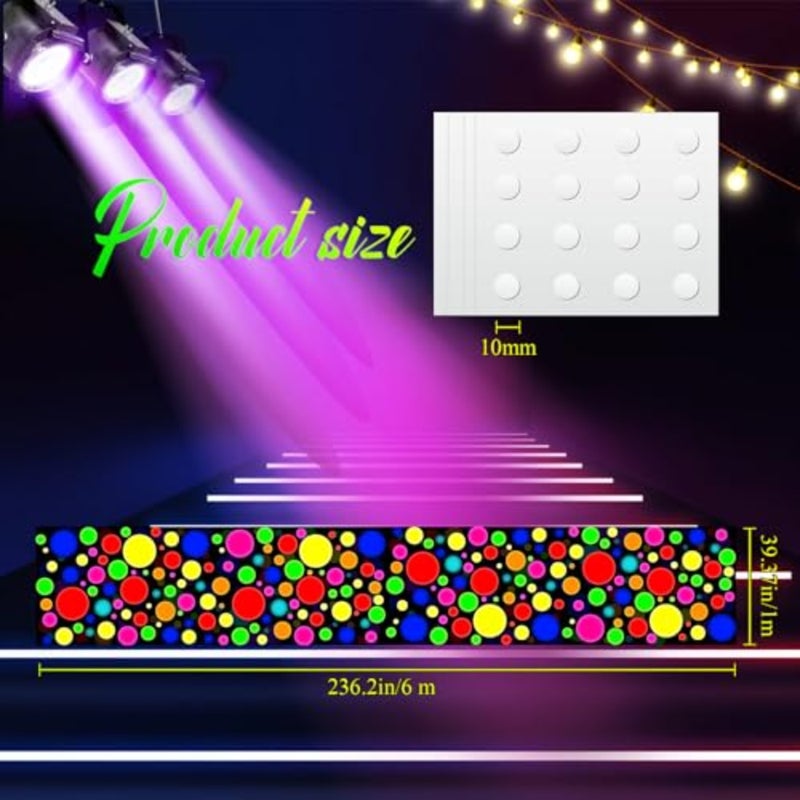 236 39 ch نيون مضيء لأرضية الرقص يتوهج في الظلام عداء البساط U Reactie Blacklight البساط الفلورسنت الطابق عداء ل80s 90s موضوع توهج حزب Faors - Image 2