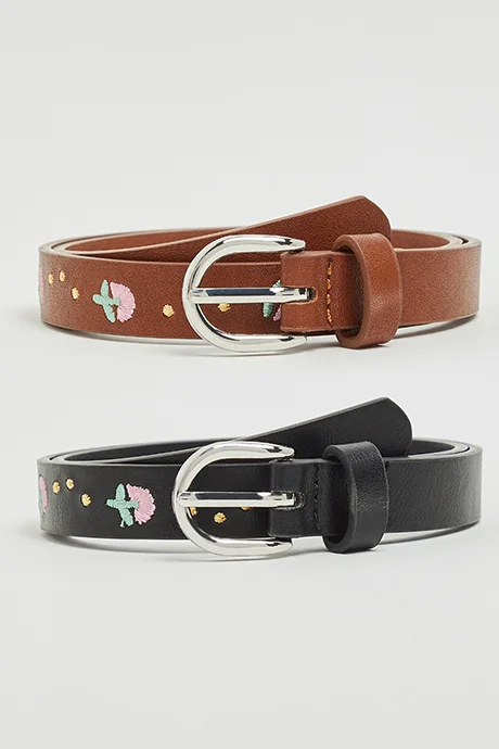 R&b 2 Pack Embroidered Buckle Belts