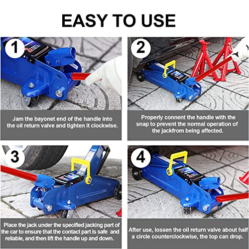 ANCKNE Horizontal Hydraulic Jack Handle 2 Ton, Jack Handle Replacement, with Rubber Gloves Automotive Car Jack Accessories Black - Image 4