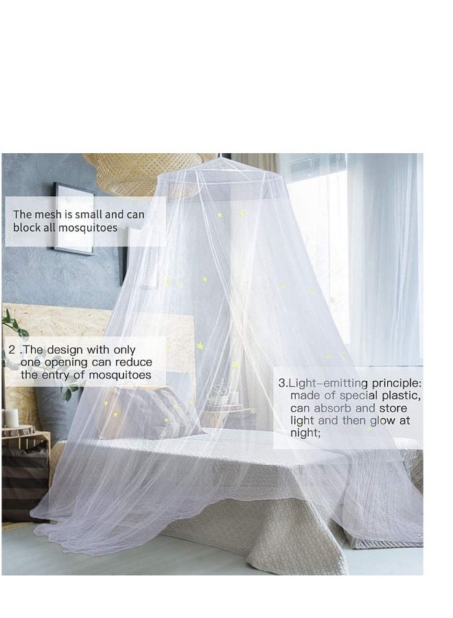 Mosquito Net for Bed Large White Bed Canopy for Girls Hanging Bed Net Easy Installation Ideal for Bedroom Decorative Travel with Storage Bag (Star) 60*250*1100cm - Image 4