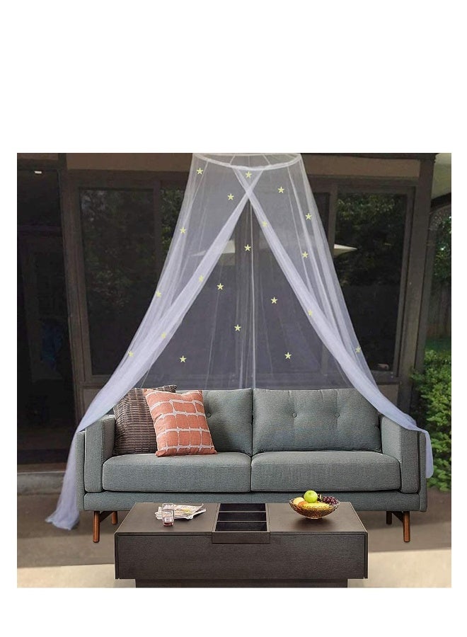 Mosquito Net for Bed Large White Bed Canopy for Girls Hanging Bed Net Easy Installation Ideal for Bedroom Decorative Travel with Storage Bag (Star) 60*250*1100cm - Image 2