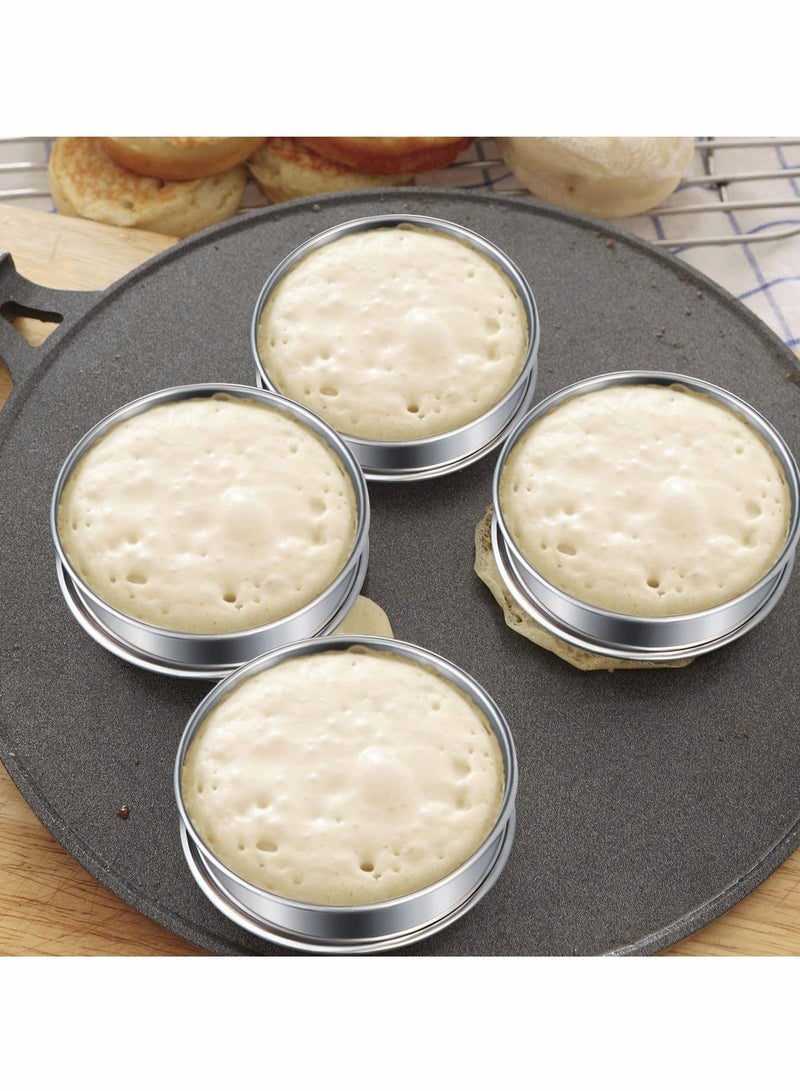Y&D 6 Pieces Muffin Tart Rings Double Rolled Ring Stainless Steel Metal Mousse Cake Pancake Pastry Round Mould for Home Food Making Cooking Baking Tool, 3.15 Inch  - Image 2