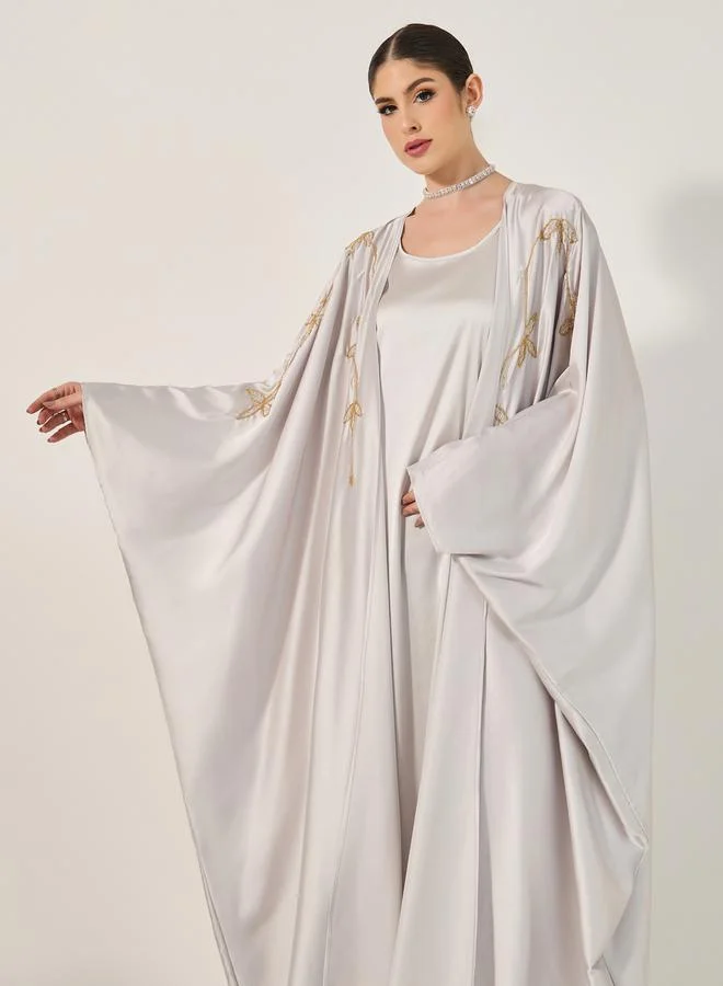 Styli Embroidered Batwing Sleeve Abaya with Inner Dress and Hijab