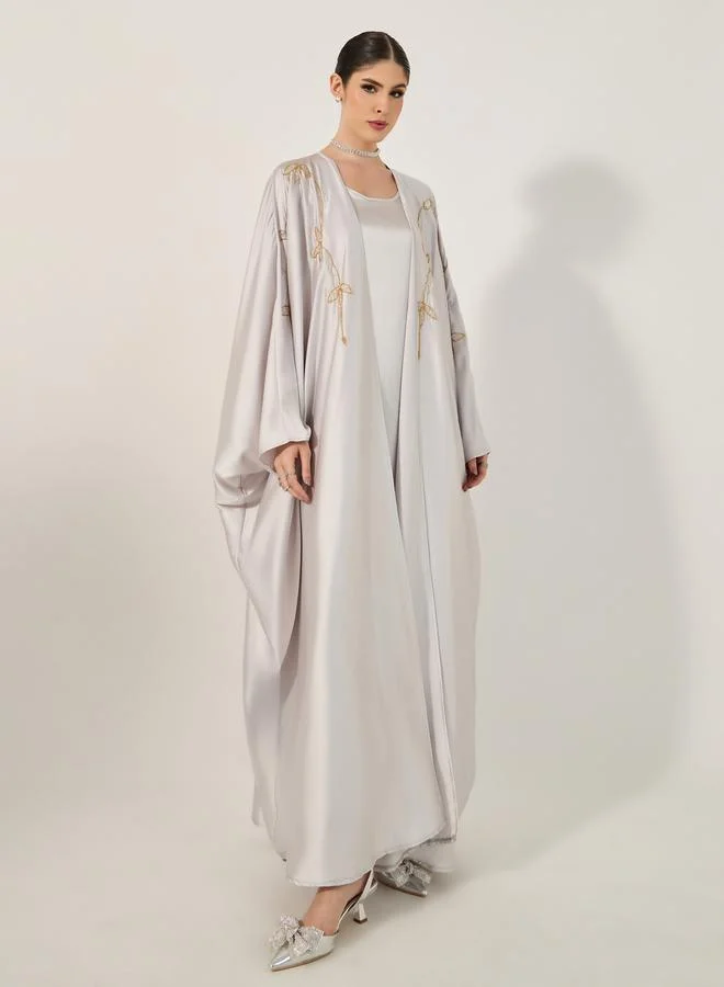 Styli Embroidered Batwing Sleeve Abaya with Inner Dress and Hijab