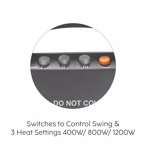 Glen Electric Halogen Room Heater 1200W, with 3 Heat Settings, Rapid Heating, ISI Certified, Wide Angle Oscillation, Grey/Black - HA7017 - Image 5