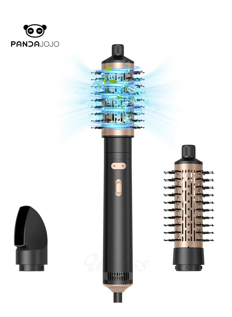 PANDA JOJO Hair Dryer Brush, 3 in 1 Rotating Hot Air Brush with Detachable Brush, 3 Heats and 2 Speeds Rotating Hair Dryer Spinning for Curl and Straight - Image 1