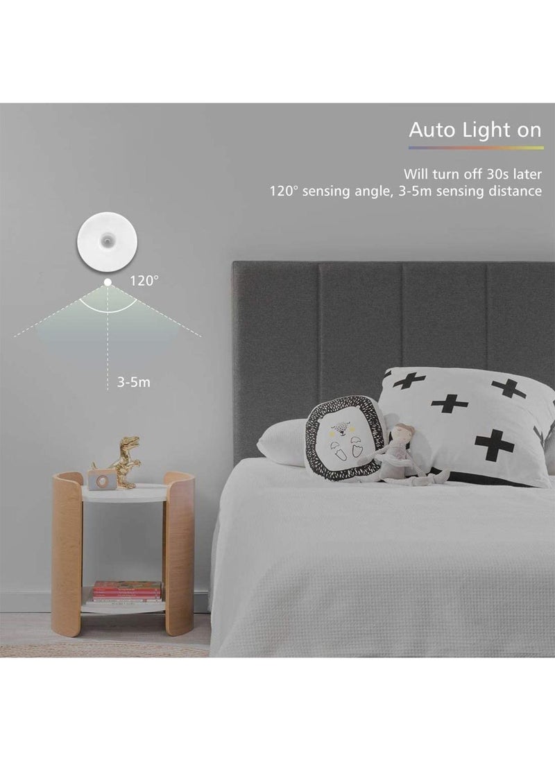 6 Packs Motion Sensor Light, Rechargeable LED Night Lights, Stick-on Magnetic Security, For Hallway Closet Stairs Bathroom Bedroom Kitchen, Closet Lights Stair Puck Lighting(White)