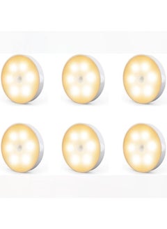 GT-Wheel 6 Packs Motion Sensor Light, Rechargeable LED Night Lights, Stick-on Magnetic Security, For Hallway Closet Stairs Bathroom Bedroom Kitchen, Closet Lights Stair Puck Lighting(White)  - Image 1
