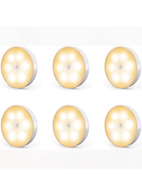 6 Packs Motion Sensor Light, Rechargeable LED Night Lights, Stick-on Magnetic Security, For Hallway Closet Stairs Bathroom Bedroom Kitchen, Closet Lights Stair Puck Lighting(White)