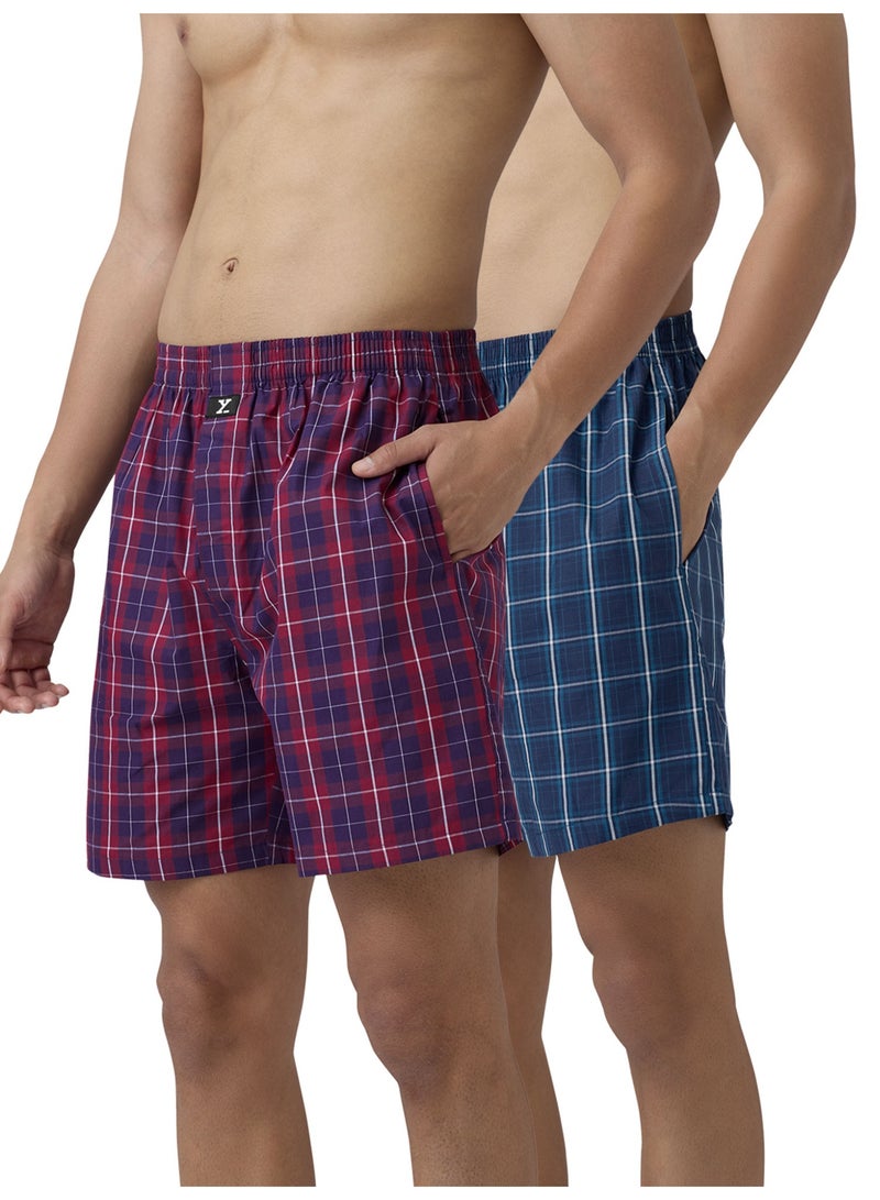 XYXX XYXX Men's Checkmate Relaxed Fit Cotton Boxer Shorts with Dual Pocket & No Marks Waistband (Pack of 2)  - Image 1