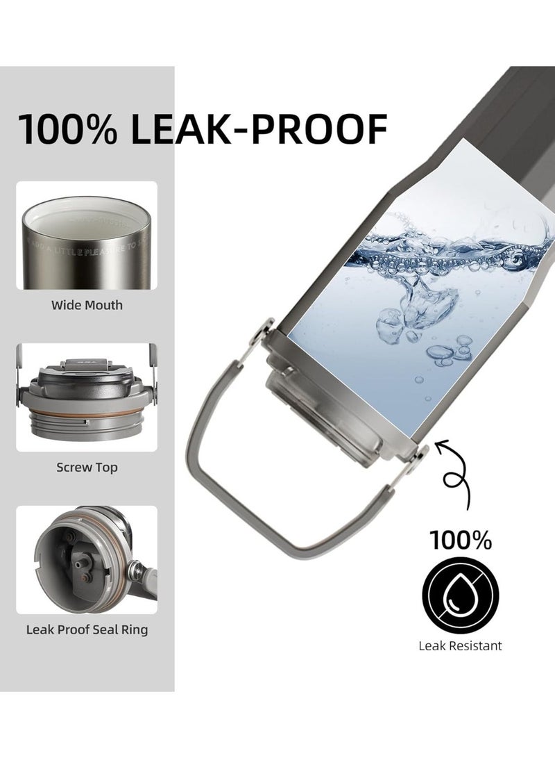TKK 24 oz Ceramic Coated Tumbler with Straw Lid, 18/10 Stainless Steel Vacuum Tumblers, Leakproof Double Walled Iced Car Cup with Handle & Tea Infuser& Dishwasher Safe, for Hot & Cold Drinks, Grey - Image 3