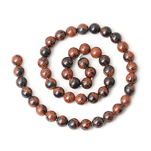 CHEAVIAN 45PCS 8mm Natural Mahogany Obsidian Stone Round Loose Beads for Jewelry Making 1 Strand 15" - Image 2