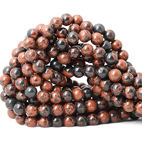 CHEAVIAN 45PCS 8mm Natural Mahogany Obsidian Stone Round Loose Beads for Jewelry Making 1 Strand 15" - Image 1