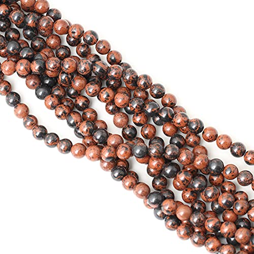 CHEAVIAN 45PCS 8mm Natural Mahogany Obsidian Stone Round Loose Beads for Jewelry Making 1 Strand 15" - Image 4