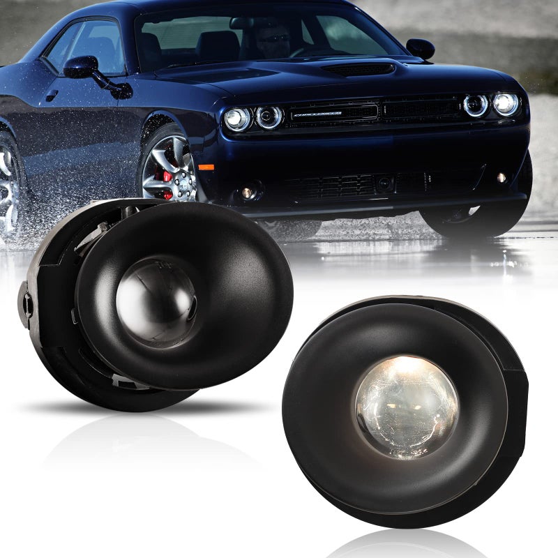 ROXX Fog Lights For 20152020 Dodge Challenger Front Pair Bumper Lamps Fog Light Replacement Set with Switch and Wiring Kit OE Style Clear Lens wBulbs