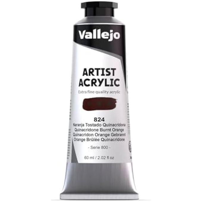 Vallejo ACRYLIC ARTIST PAINT TUBE 60 ML, NO. 824 QUINACRIDONE BURNT ORANGE - Image 1