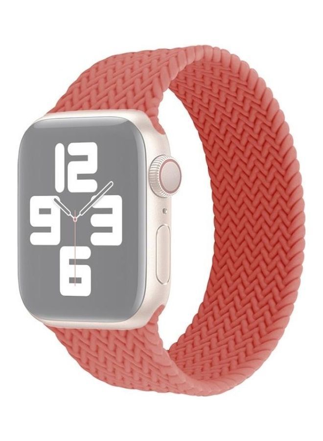 NIBEMINENT Single-Turn Woven Pattern Silicone Watchband For Apple Watch Series 7/6/SE/5/4/3/2/1 41/40/38mm, Size:M Watermelon Red - Image 1