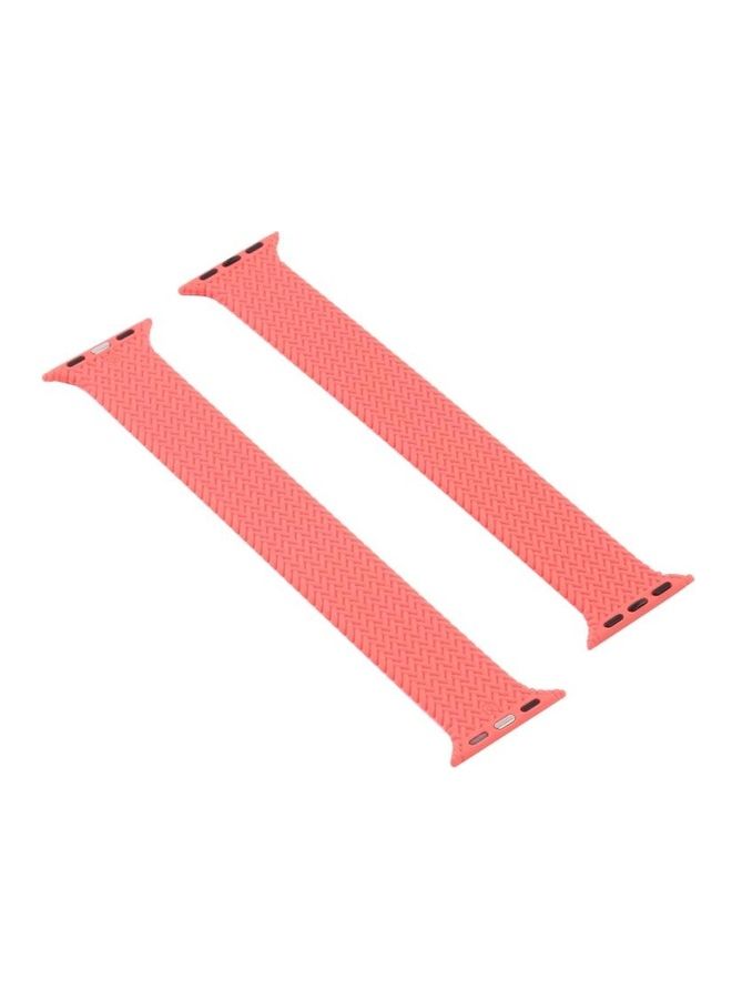NIBEMINENT Single-Turn Woven Pattern Silicone Watchband For Apple Watch Series 7/6/SE/5/4/3/2/1 41/40/38mm, Size:M Watermelon Red - Image 2