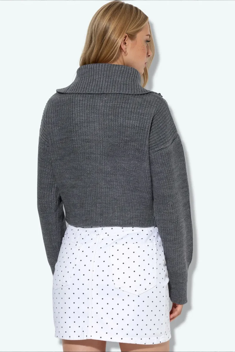 Viorna VIORNA Women’s Cropped Ribbed Zip Cardigan