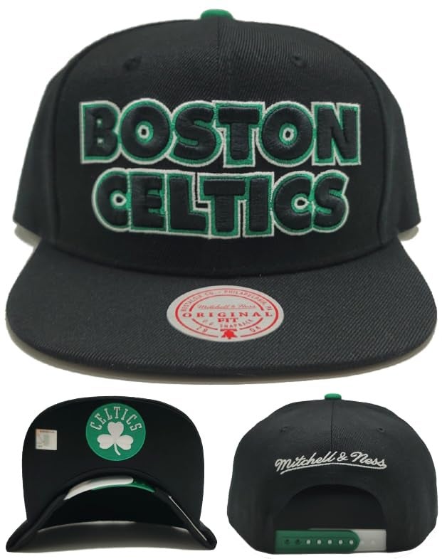 Mitchell Ness Mitchell & Ness Boston Celtics New Vintage 2013 Draft Black Green Snapback Era Hat Cap - Image 1