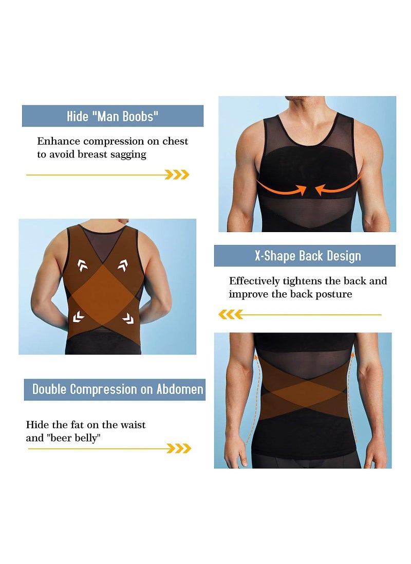 Generic - Compression Shirts for Men Slimming Workout Mesh Tank Top Undershirts Shapewear Sleeveless Vest Men XL - Image 1
