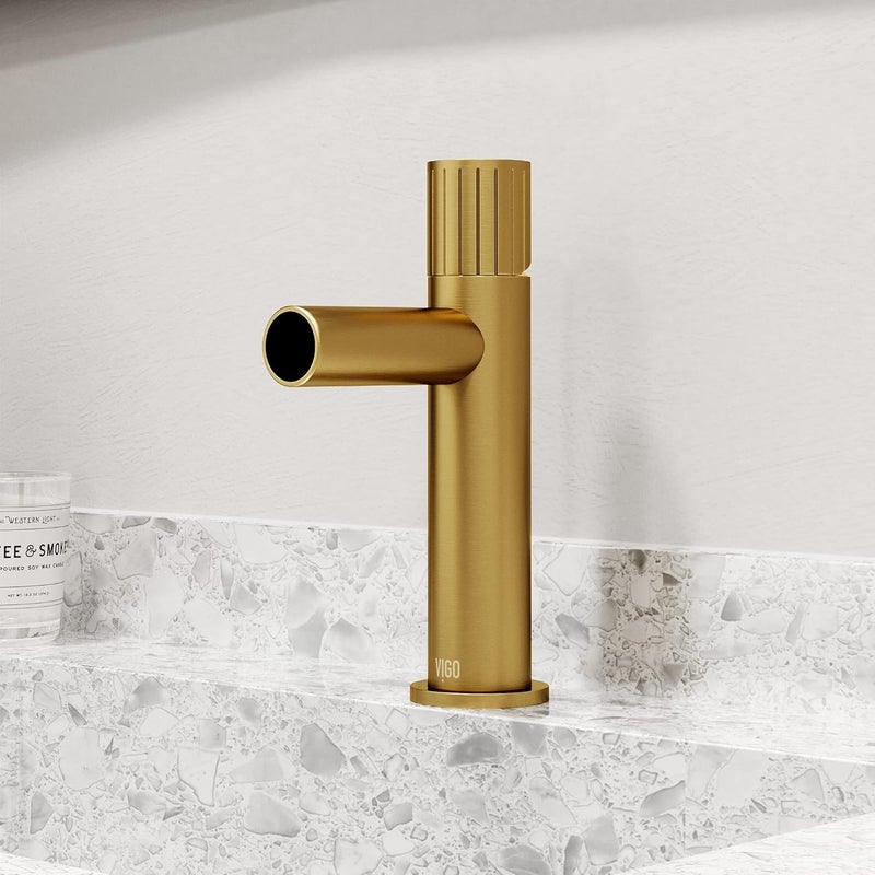 VIGO Ashford 8 H Single Handle SingleHole Bathroom Faucet in Matte Brushed GoldVG01052MG - Image 3