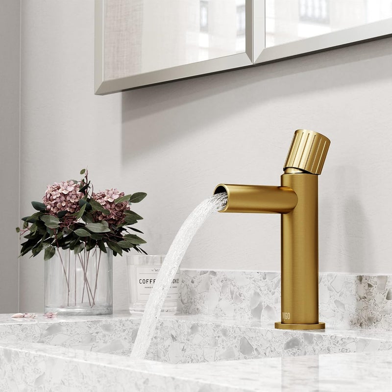 VIGO Ashford 8 H Single Handle SingleHole Bathroom Faucet in Matte Brushed GoldVG01052MG - Image 4