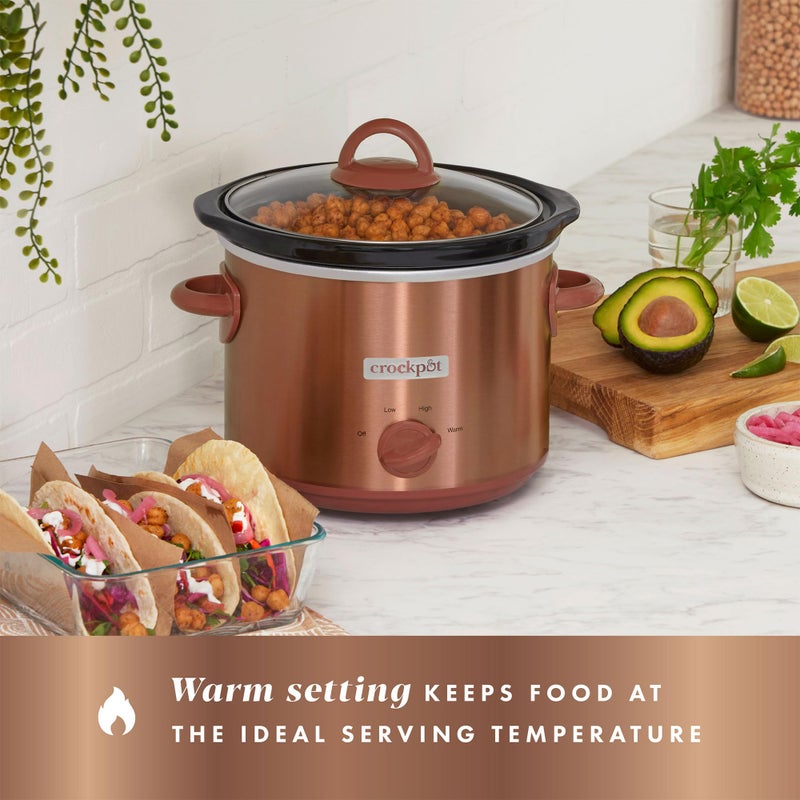 Crock-Pot 3 Quarts Manual Design Series Slow Cooker with 3 Manual Heat Settings Cooks Meals for 3 Plus People with Removable Stoneware Bowl, Copper - Image 3