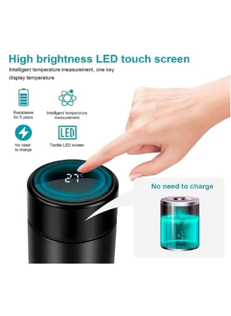 Generic - Smart Water Bottle Stainless Steel Vacuum Flask,Travel Mug with Smart LCD Touch Screen,Keep Hot Or Cold, Car Portable Travel Tea Coffee Vacuum Thermoses Cup for School, Office (free bottle cover) - Image 1