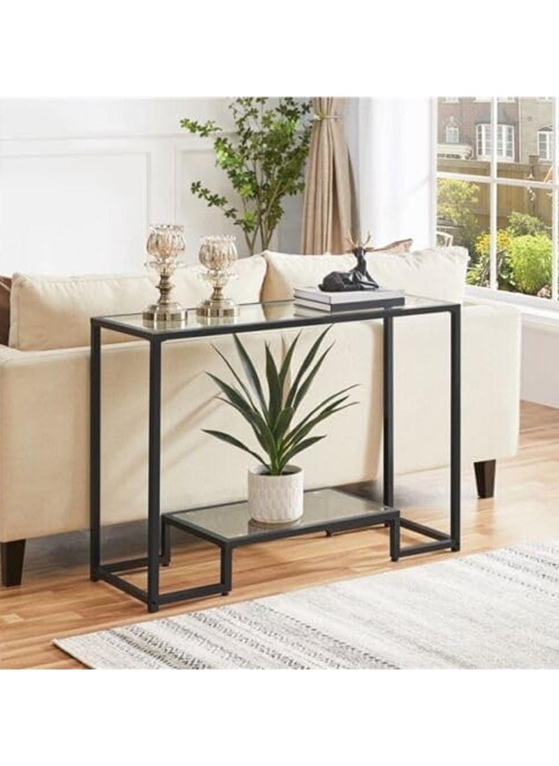 LINGWEI - Console Table For Entrway Console Table Golden Metal Frame with Glass Console Table For Hallway Sofa Side Table Modern Accent Sofa Side Table - Image 1