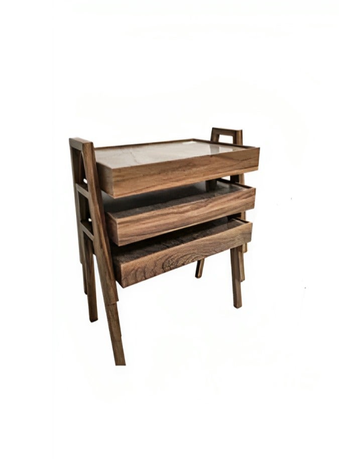 Generic Turkish table set with a luxurious design 3 pieces wooden 50*35*43cm  - Image 1
