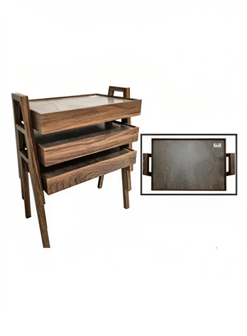 Generic Turkish table set with a luxurious design 3 pieces wooden 50*35*43cm  - Image 2