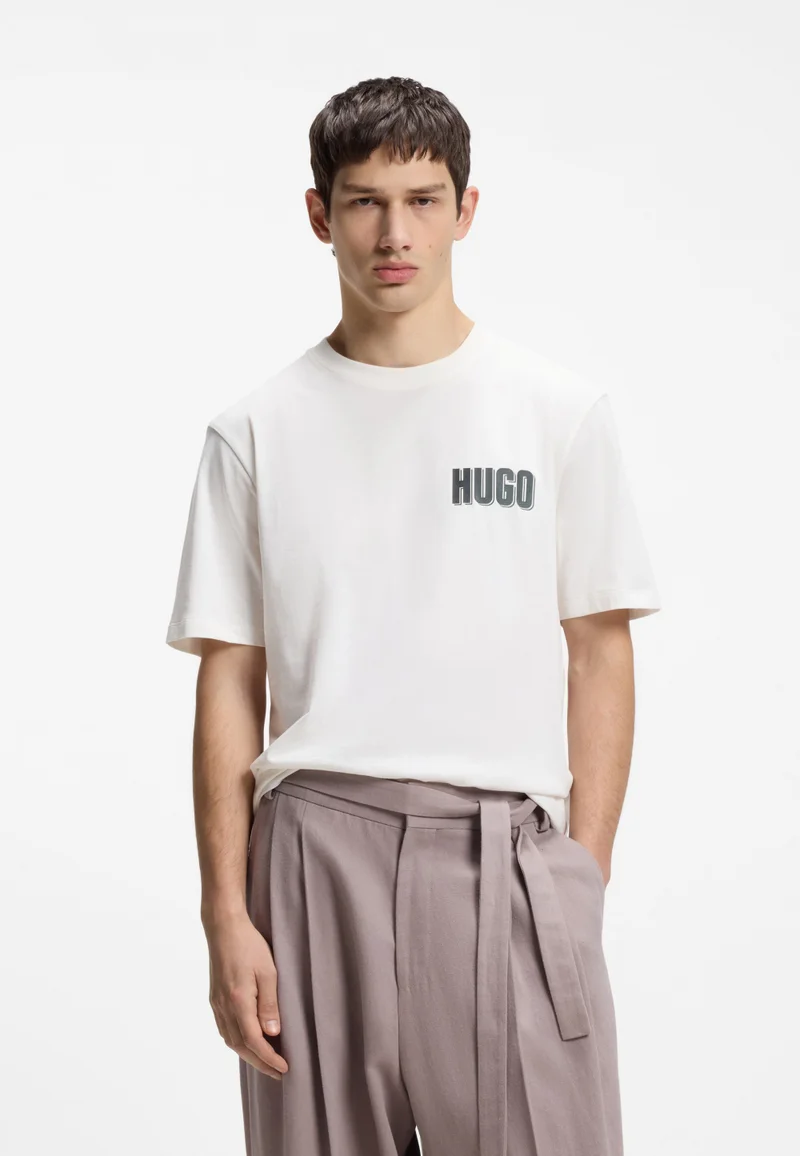 Cotton-jersey T-shirt with rear graphic