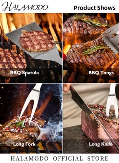 HALAMODO 25PCS BBQ Grilling Accessories Set Stainless Steel Barbecue Tools Kit Professional BBQ Grill Utensils Portable Barbeque Cooking Tools Dad Gifts for Outdoor Grill & Camping  - Image 4