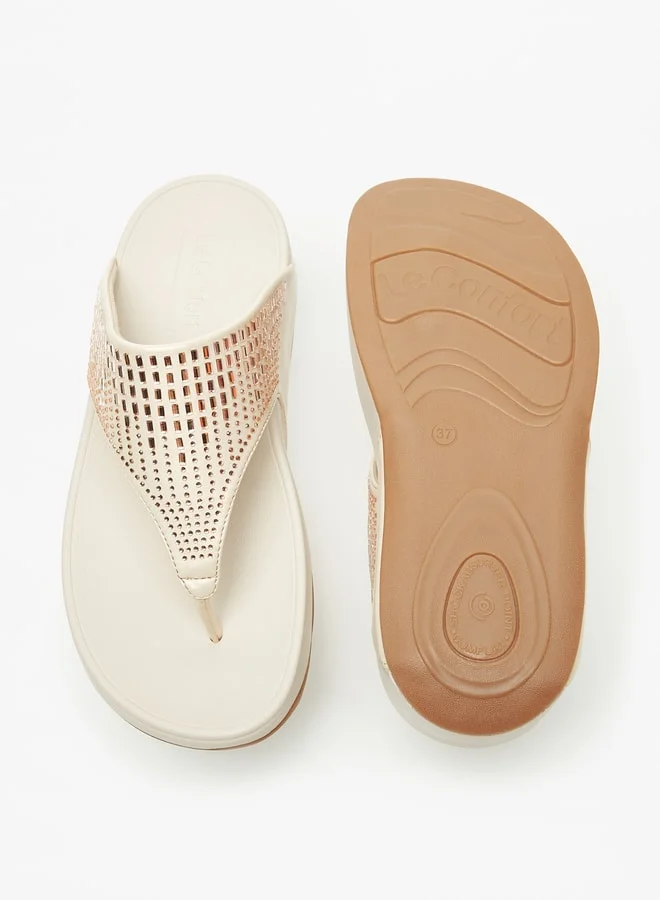 Le Confort Women's Embellished Slip-On Flatform Heeled Sandals
