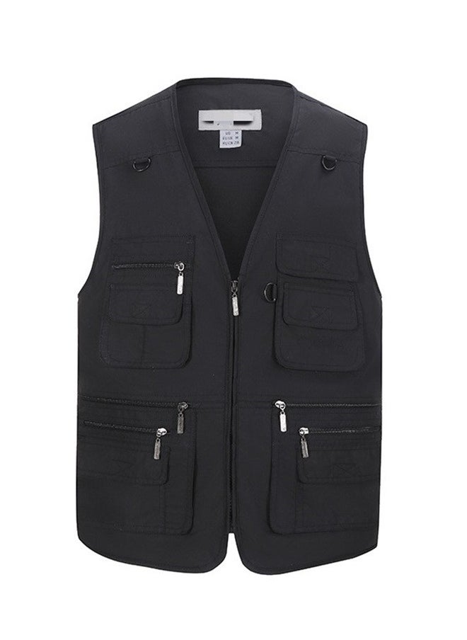 Loquat - Men Multi Pocket Waistcoat Plus Size Outdoor Shooting Fishing Hiking Vest Jacket Black - Image 1