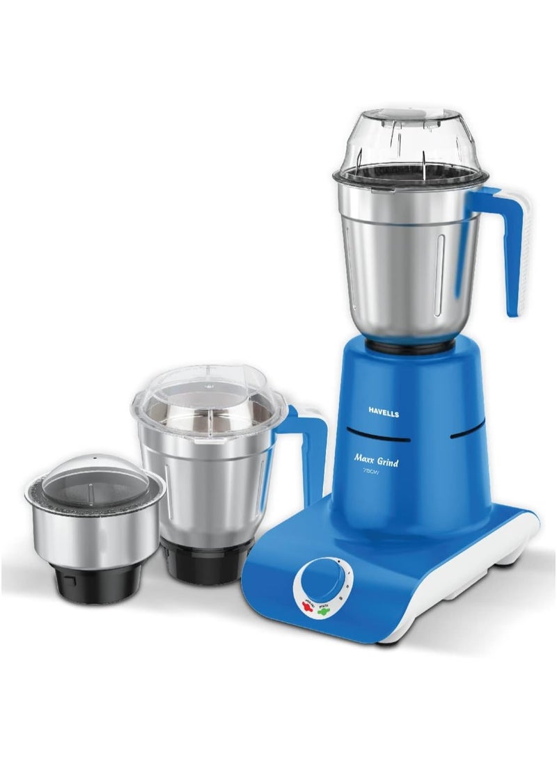 Havells Maxx Grind 750-Watt Mixer Grinder With 3 Jars (Blue) Standard Blue - Image 1