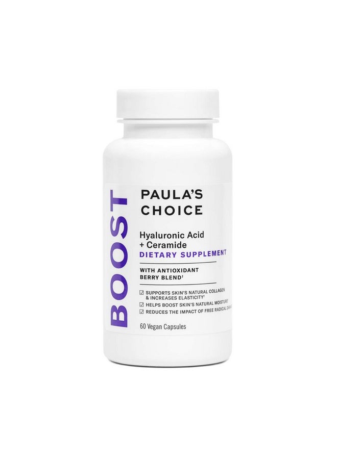 PAULA'S CHOICE - Hyaluronic Acid + Ceramide Dietary Supplement Collagen Support For Soft Healthy + Radiant Skin Glutenfree + Soyfree 60 Vegan Capsules - Image 1