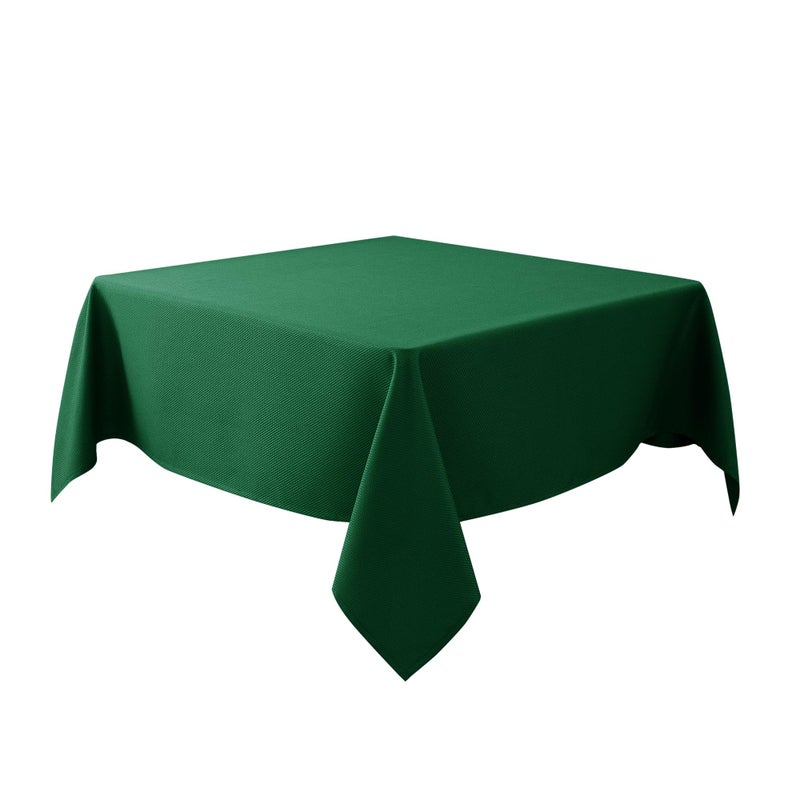 Biscaynebay Textured Fabric Christmas Square Table Cloth 70x70 Inch Hunter Green Water Resistant Tablecloths for Dining Kitchen Wedding and Parties etc Machine Washable
