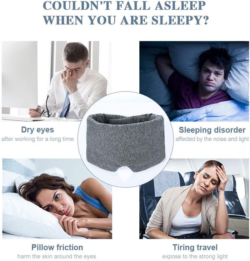 FRESHME 100 Handmade Cotton Sleep Mask Blackout Comfortable Breathable Eye Mask for Sleeping Adjustable Blinder Blindfold Airplane with Travel Pouch Best Night Companion Eyeshade for Women Men Kid - Image 3