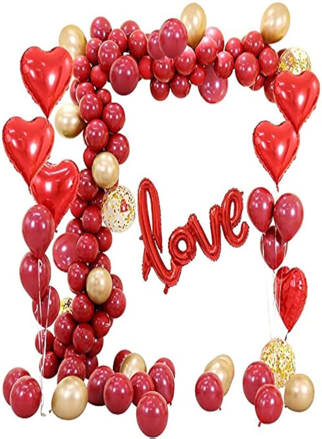 Secret Love Heart Latex Balloons - Red