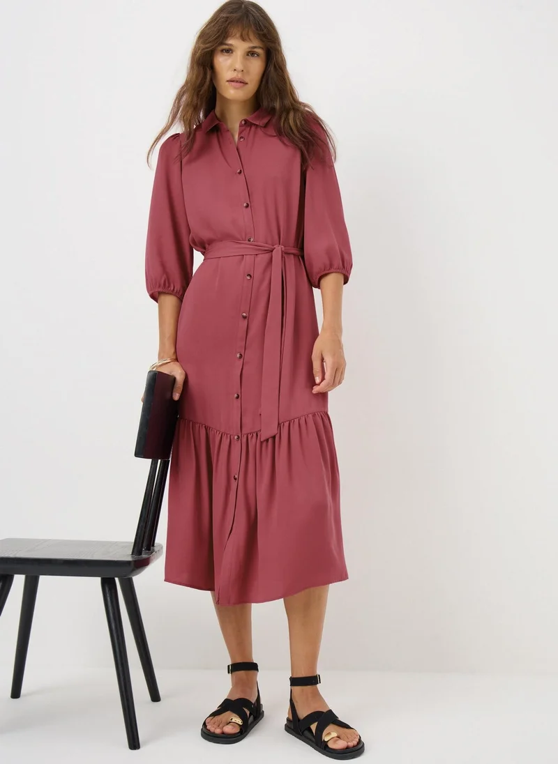 ماتلان Red Solid Midi Shirt Dress