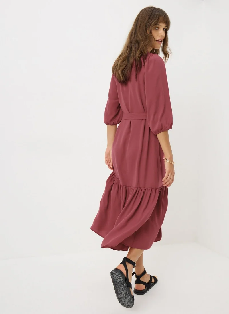 ماتلان Red Solid Midi Shirt Dress
