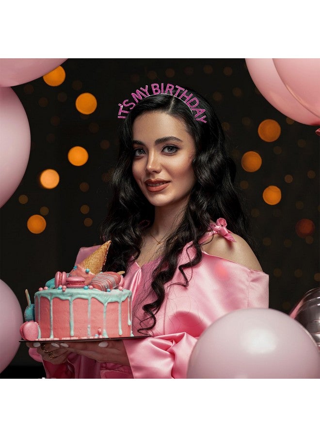 ACO-UINT Costume Headwear Hot Pink Birthday Crown For Girls And Women, It'S My Birthday Headband, Happy Birthday Decorations Gifts For Women - Image 3